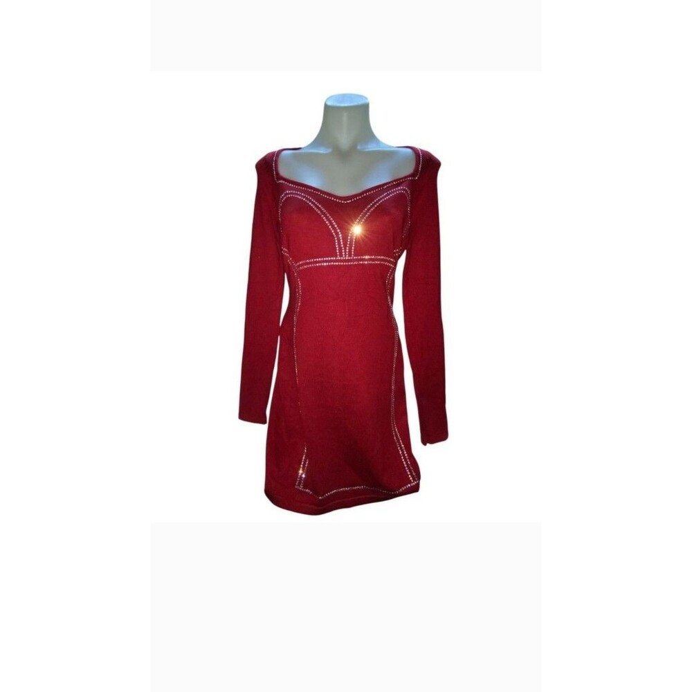 * Say what size XL V neck long sleeve studded dress womens